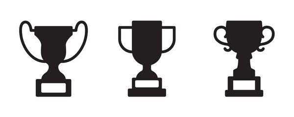 Trophy icon set. Vector graphic illustration. Suitable for website design, logo, app, template, and ui. 