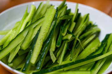 A plate of Chinese cold dishes, cold cucumber shredded