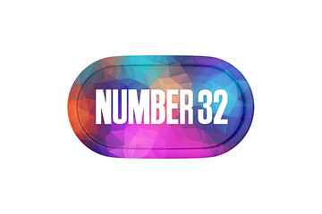 32 Number sign in multicolor isolated on white background, 3d render.