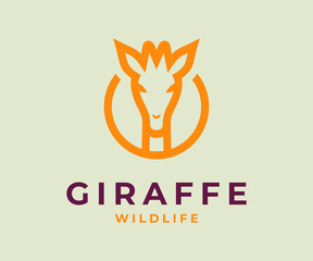 Giraffe head logo design vector template