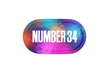 34 Number sign in multicolor isolated on white background, 3d render.