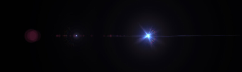 Blue horizontal lens flares pack. Laser beams, horizontal light rays. Beautiful light flares. Glowing streaks on dark background. Luminous abstract sparkling lined background.	