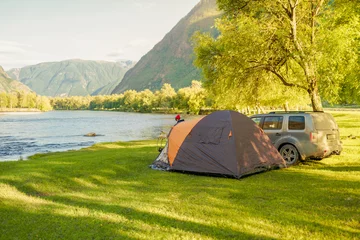 Foto op Plexiglas camping in the mountains © avtk