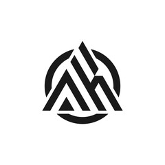 logo design inspiration for the letter AK triangle in a circle