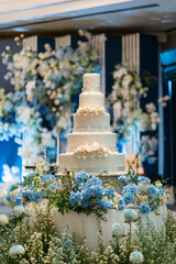 Beautiful wedding cake with blur background