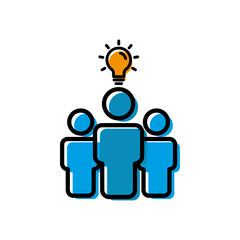 People lineal color icon with Lamp light bulb. teamwork, idea symbol. Editable stroke. simple illustration mobile concept app line icon and web design. Editable stroke. Design template vector