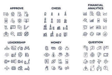 96 icon. approve. chess. financial analytics. leadership. money. question pack symbol template for graphic and web design collection logo vector illustration