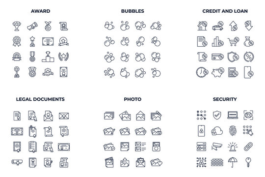 96 icon. award. bubbles. credit and loan. legal document. photo picture image. security pack symbol template for graphic and web design collection logo vector illustration