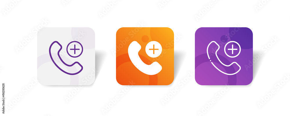 Poster add call pixel perfect icon set bundle in line, solid, glyph, 3d gradient style