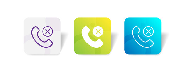 rejected call pixel perfect icon set bundle in line, solid, glyph, 3d gradient style