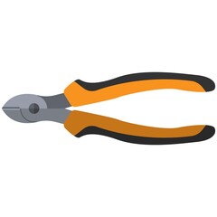 Obraz premium Cutter pliers vector flat icon isolated on white