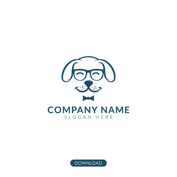 cute dog with glasses icon logo. vector illustration. isolated background