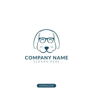 dog with glasses logo. pet animal illustration
