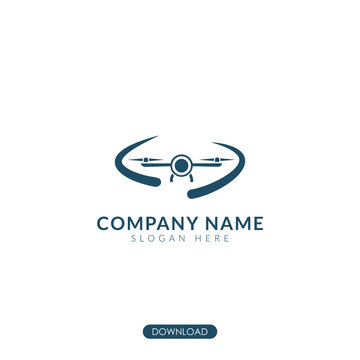 awesome drone logo. flying object with remote control concept. isolated background
