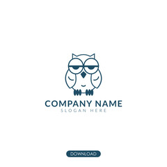 sleepy line owl logo concept. Vector Illustration. suitable for banner, flyer