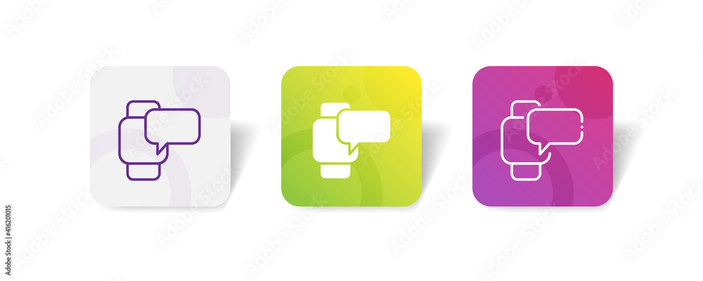 Poster smartwatch message notification pixel perfect icon set bundle in line, solid, glyph, 3d gradient sty