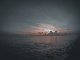 oil tanker at sunset