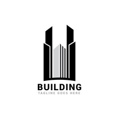 blue building construction logo vector template