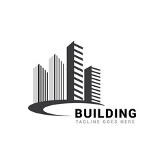 blue building construction logo vector template