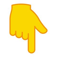 Backhand index pointing down icon. Simple filled outline style. Hand, down, arrow, finger concept. Vector illustration isolated on yellow background. EPS 10