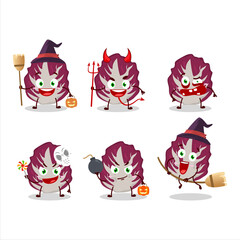 Halloween expression emoticons with cartoon character of radicchio