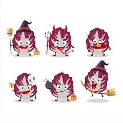 Fotobehang Halloween expression emoticons with cartoon character of radicchio © kongvector