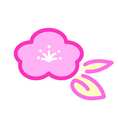 かわいい梅の花のイラスト・アイコン ピンク