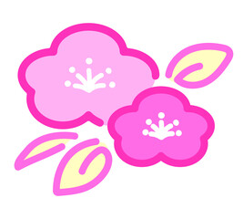 かわいい梅の花のイラスト・ピンク