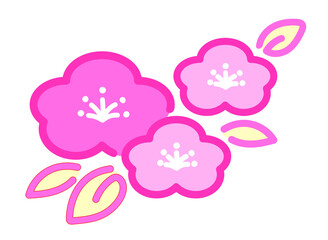 かわいい梅の花のイラスト・ピンク