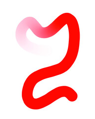 Red Hand-Drawn Line - Wavy Gradient With Transparent Background