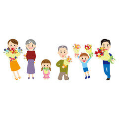 3世代家族　花束を送ろう
