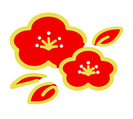 かわいい梅の花のイラスト・赤