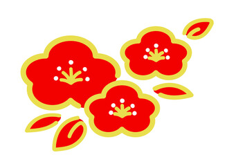 かわいい梅の花のイラスト・赤