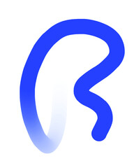 Blue Hand-Drawn Line - Wavy Gradient With Transparent Background