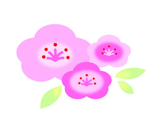 かわいい梅の花のイラスト・ピンク