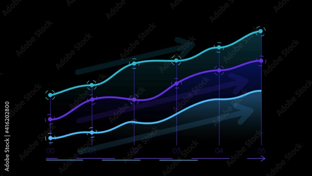 Poster Animated growth graph with arrows on the alpha channel.