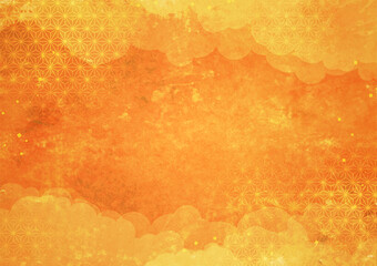 orange background with Japanese pattern