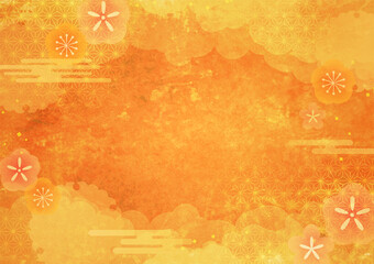 orange background with Japanese pattern