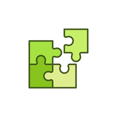 Puzzle with Four Parts vector concept green icon or design element
