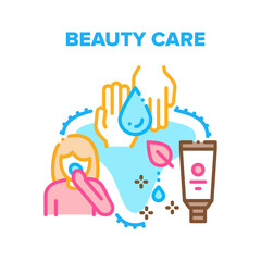 Beauty Care Vector Icon Concept. Beauty Care Cosmetics, Moisturizing Facial Cream And For Hands, Clean And Skincare Cosmetology Product. Beauty And Hygiene Treatment Color Illustration