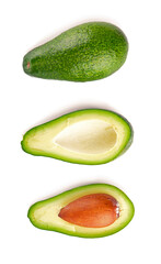 avocado, clipping path, isolated on white background full depth of field .