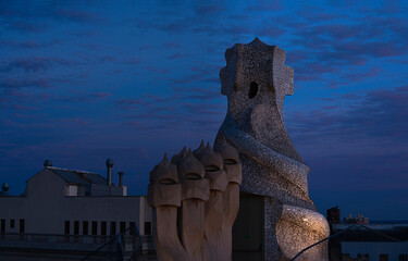 Wonderful sunset from a famous terrace in Barcelona