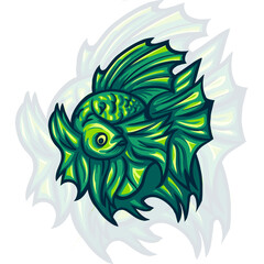 betta fish mascot logo illustration
