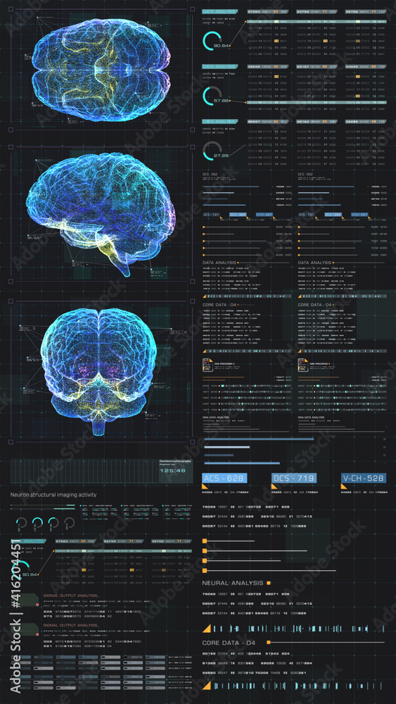 Fototapete vertical display format : futuristic virtual holographic head up display of biomedical human body sc