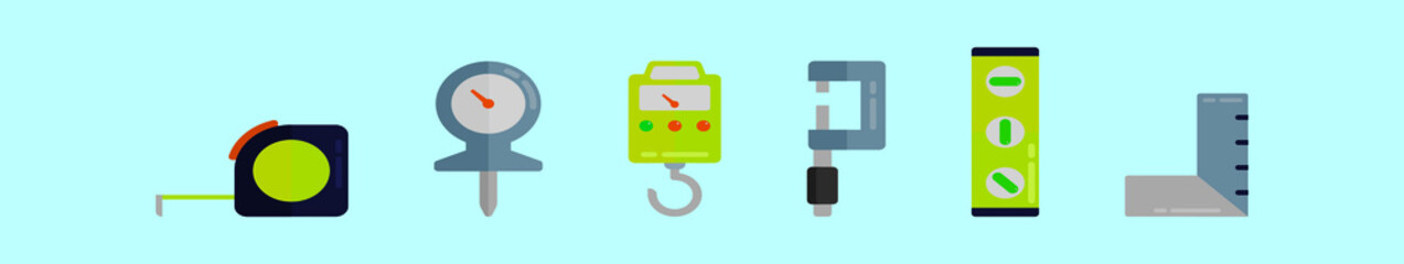 set of tools cartoon icon design template with various models. vector illustration isolated on blue background