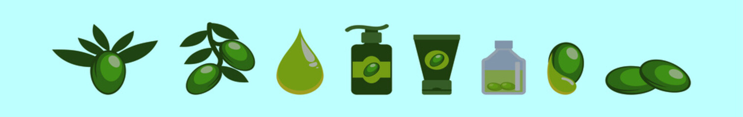 set of argan oil cartoon icon design template with various models. vector illustration isolated on blue background