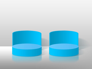 3d illustration white and blue podium background for product presentation