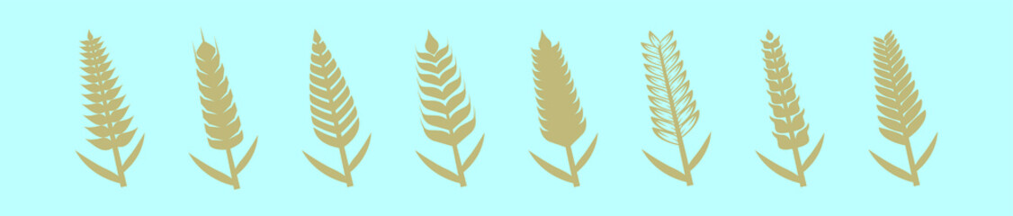 set of wheat stalk cartoon icon design template with various models. vector illustration isolated on blue background