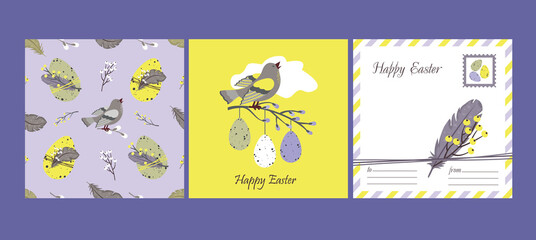 EASTER CARD PATTERN yellow bird set