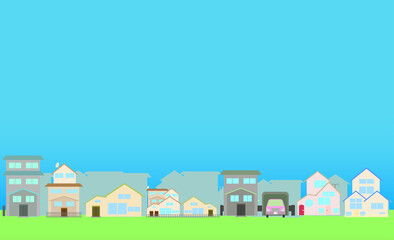 住宅街と緑の背景